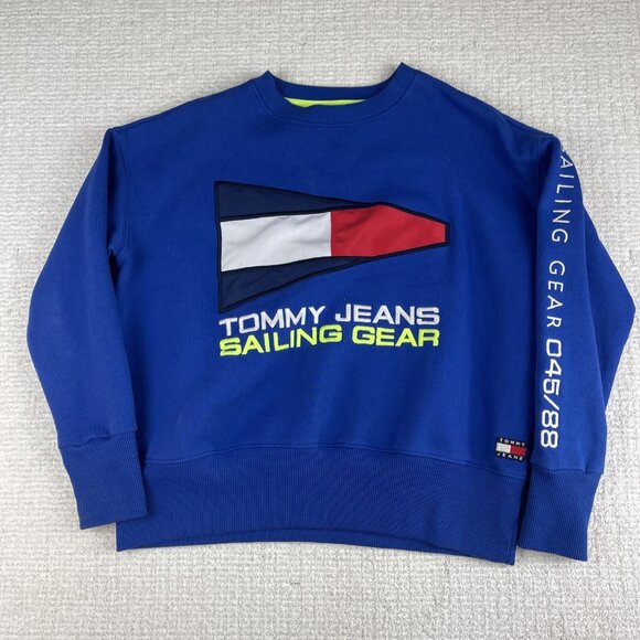 Tommy Jeans Sailing Gear Blue Sweatshirt Men XS 045/88 Retro Tommy - Picture 1 of 16